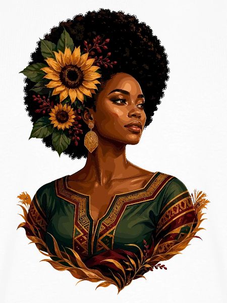 Afro Frau Sonnenblumen Krone