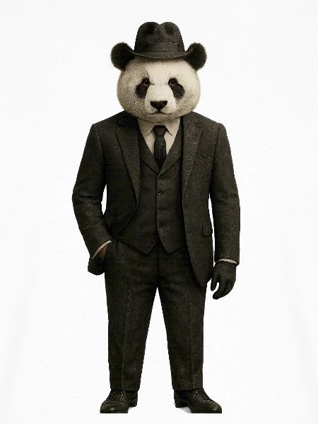 Panda in eleganter Kostüm