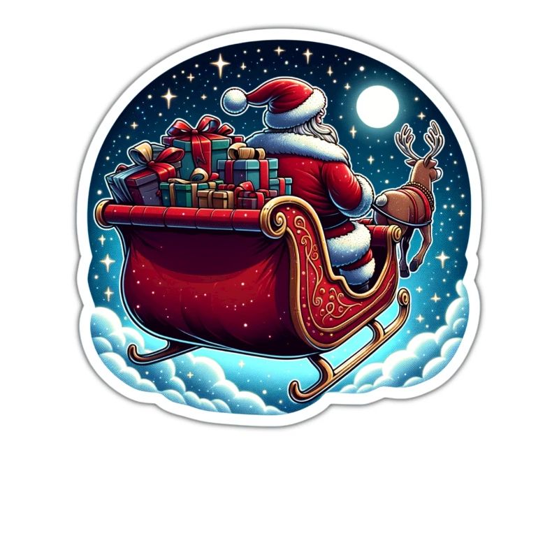 Weihnachtsmann im Schlitten mit einem Sack voller Geschenke
