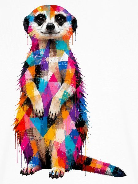 Buntes Erdmännchen mit Farbklecksen 