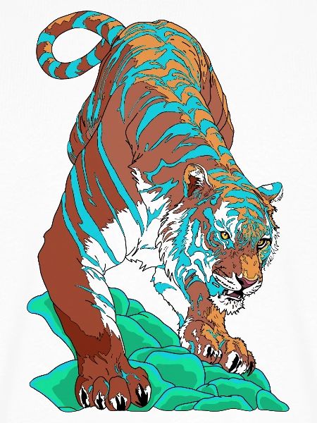 Türkisblauer Tiger auf Felsen