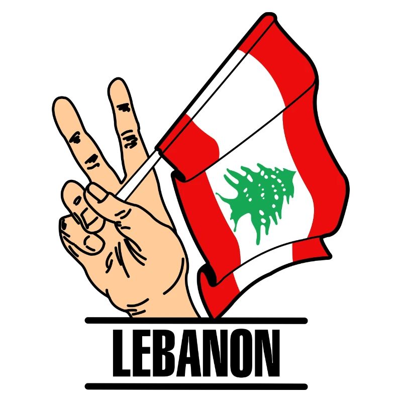 Drapeau Liban signe de paix texte LIBAN