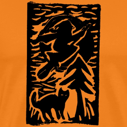 Hexe mit Katze - Männer Premium T-Shirt