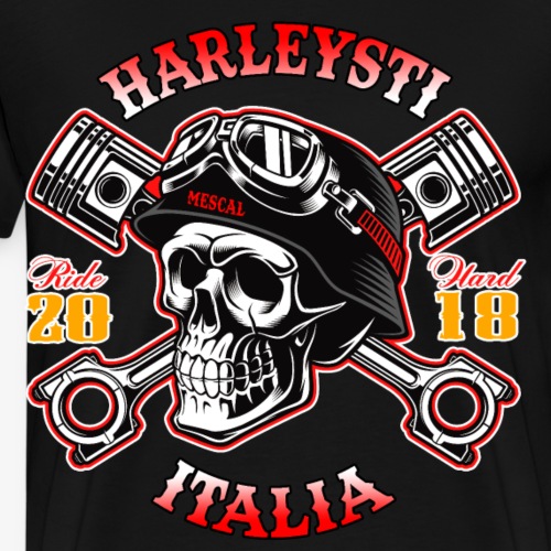 Harleysti Italia - Teschio e pistoni - Ride Hard - Premium-T-shirt herr