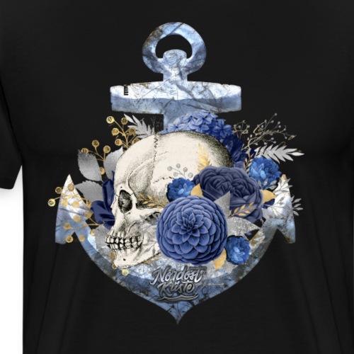 Totenkopf Blumenanker - Männer Premium T-Shirt