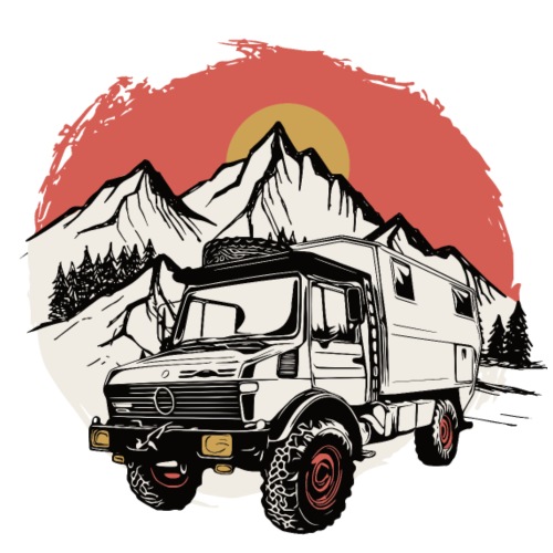 Camping - Unimog - Sonnenuntergang - Oldtimer - Männer Premium T-Shirt