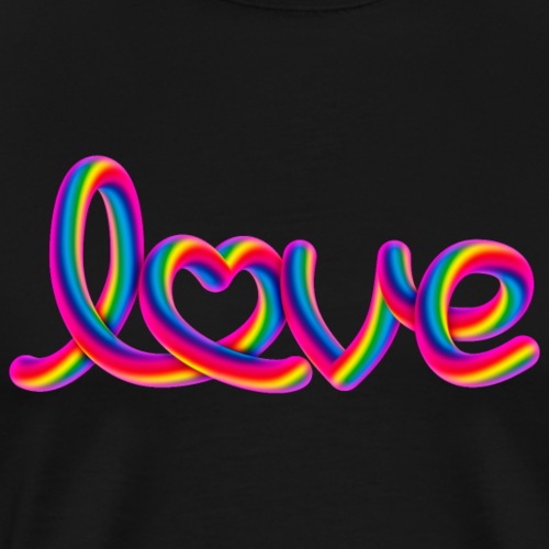Rainbow love script with heart - Männer Premium T-Shirt