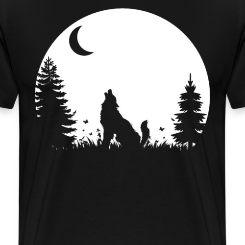 Wolf Wald Wildnis Natur Mond Geschenk - Männer Premium T-Shirt