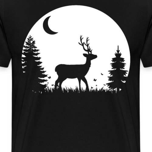 Hirsch Wald Wildnis Natur Geschenk Mond - Männer Premium T-Shirt