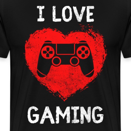 Ich Liebe Gaming Gamer Geschenk Herz - Männer Premium T-Shirt