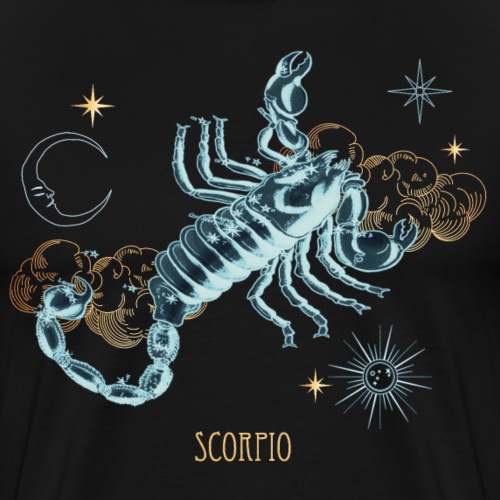 Scorpio Constellation Celestial Map - Herre premium T-shirt