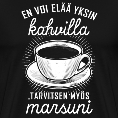 Yksin Kahvilla Marsu - Miesten premium t-paita