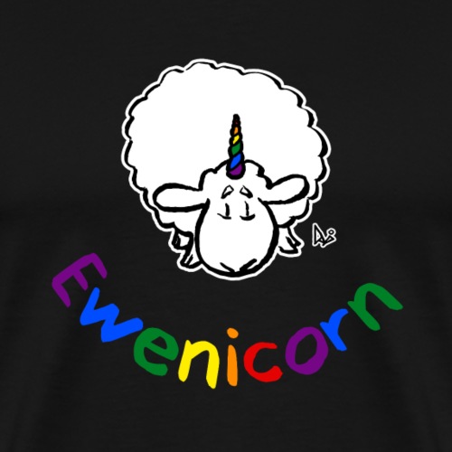 Ewenicorn (regnbågext i svart upplaga) - Premium-T-shirt herr