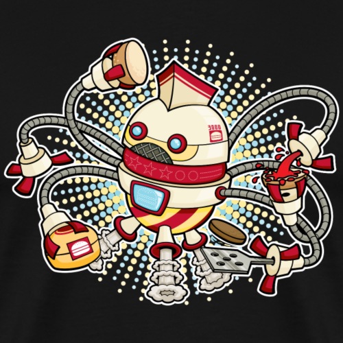 Fast Food Cartoon Robot Burger Flipper - Men's Premium T-Shirt