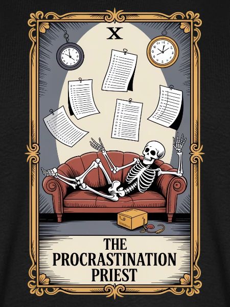 The Procrastination Priest Skelett Aufschieberitis