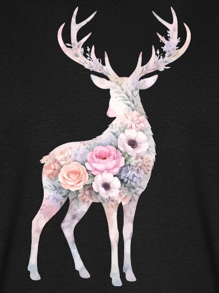 Hirsch Aquarell Silhouette Blumen