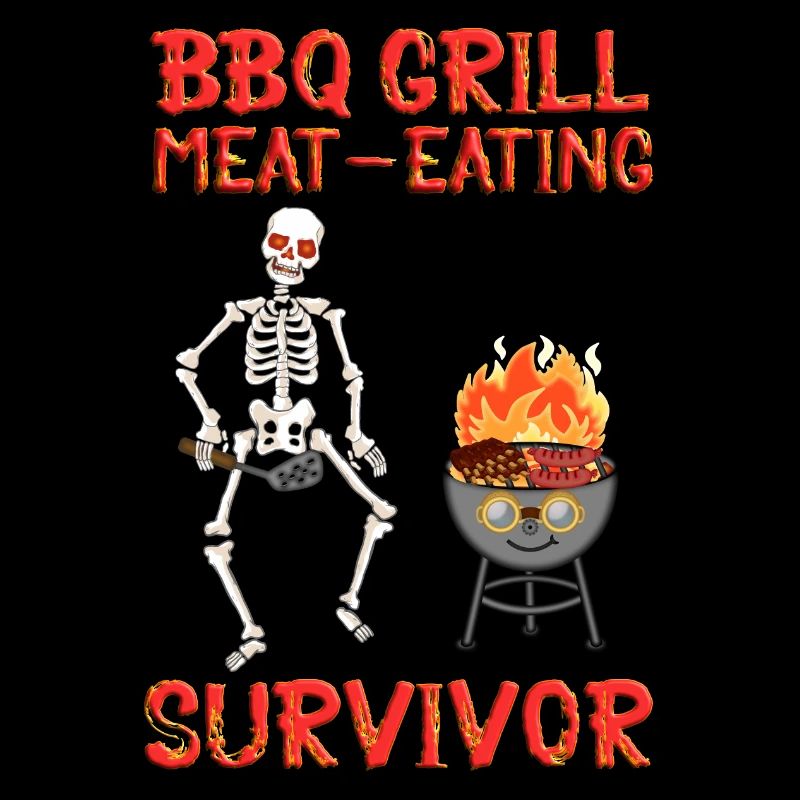 BBQ Grill Fleisch-essendes Überlebenden-Skelett