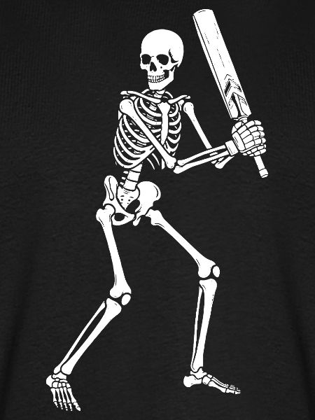 Skeleton spielt Cricket