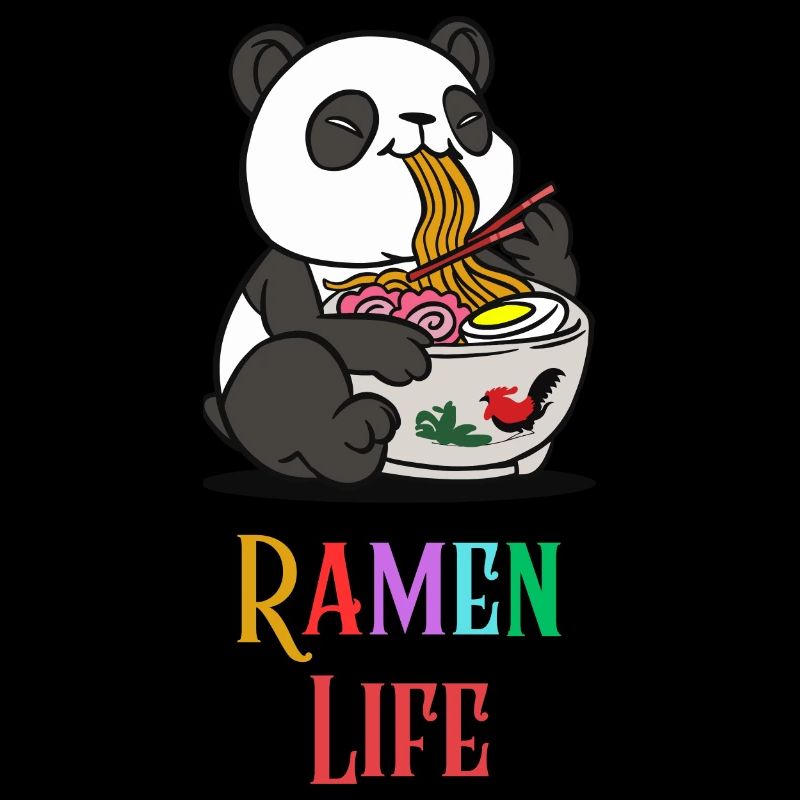 Panda mignon mangeant des ramen