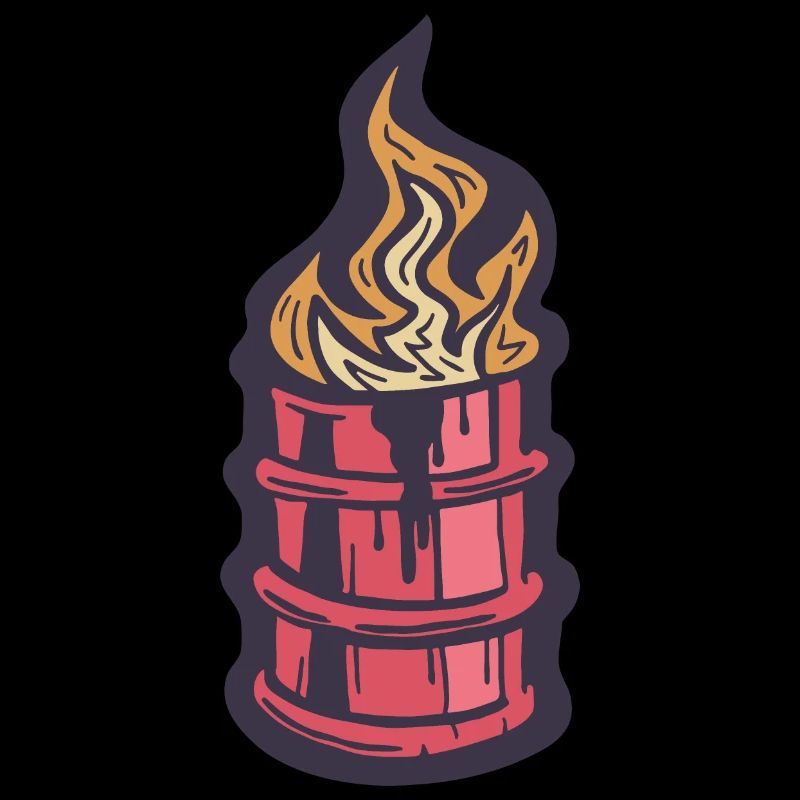 Burning Red Barrel Hobo Fire Pit