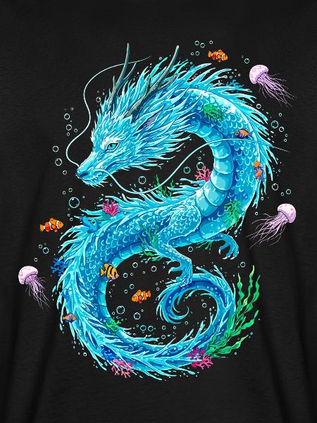 Wasserdrache mit Meeresbewohnern