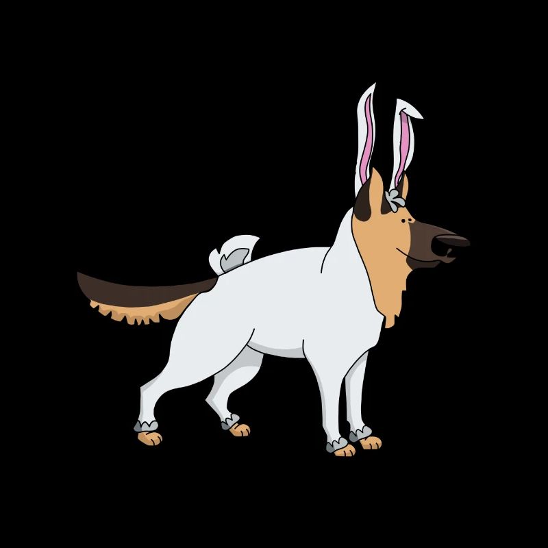 German shepherd in easter bunny costume Easter