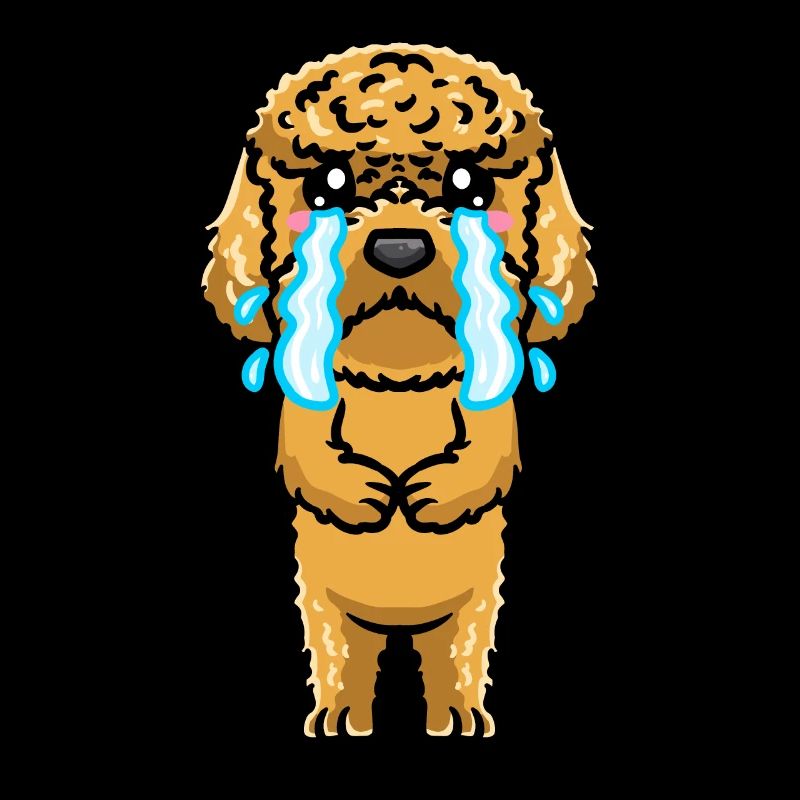 Kawaii Cockapoo Chien Triste Émoticône Pleurant