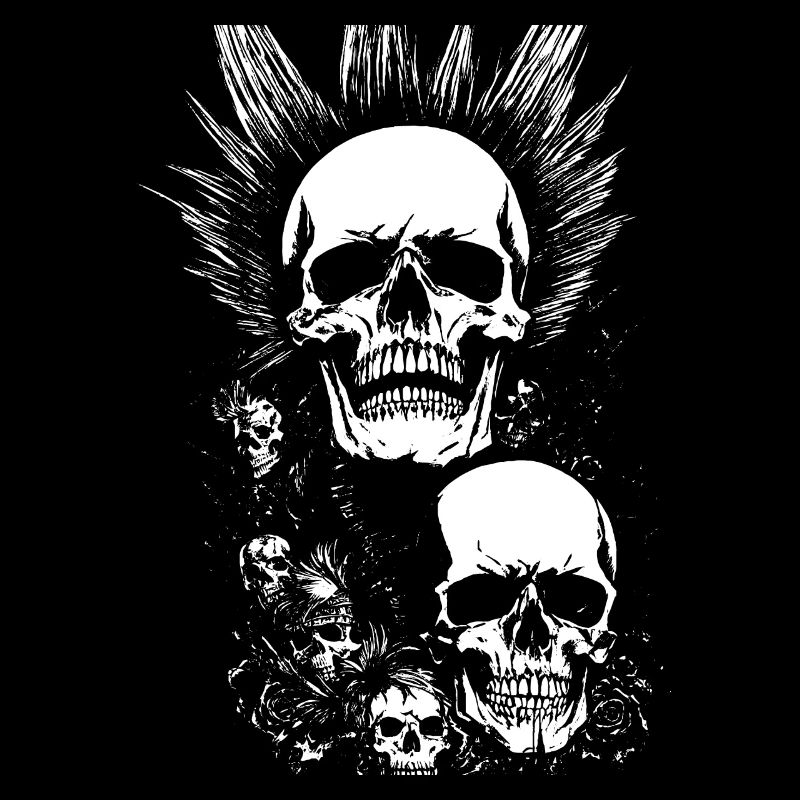 Anarchy Fan Skull avec Mohawk Crazy Antisocial Pu