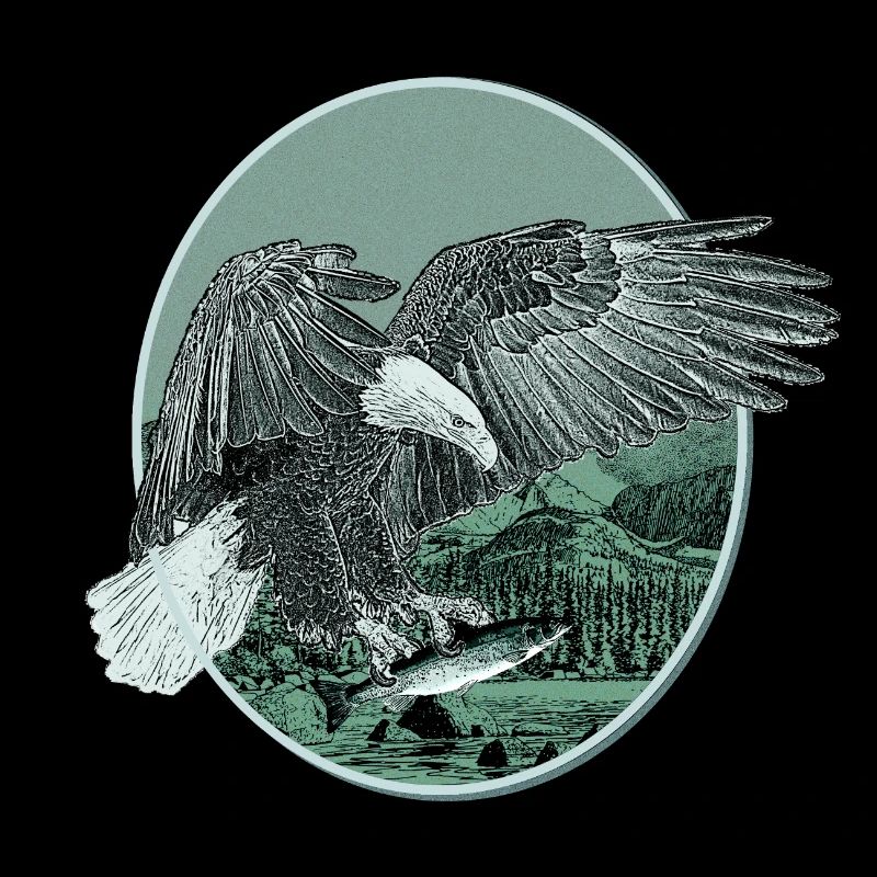 Eagle Eagle Motif Bald Eagle Hunting Fishing