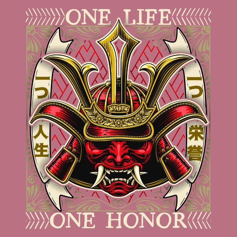 Japanischer Samurai Dämon, Samurai Krieger, Spruch