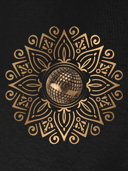 Goldenes Mandala mit Boulekugel