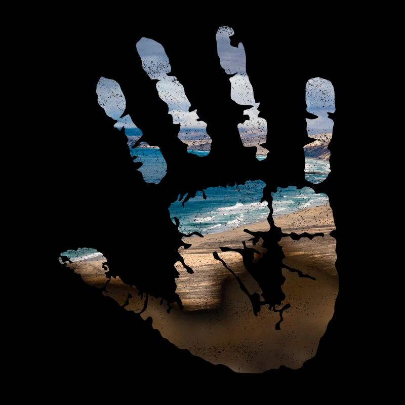 Empreinte de main avec motif de plage