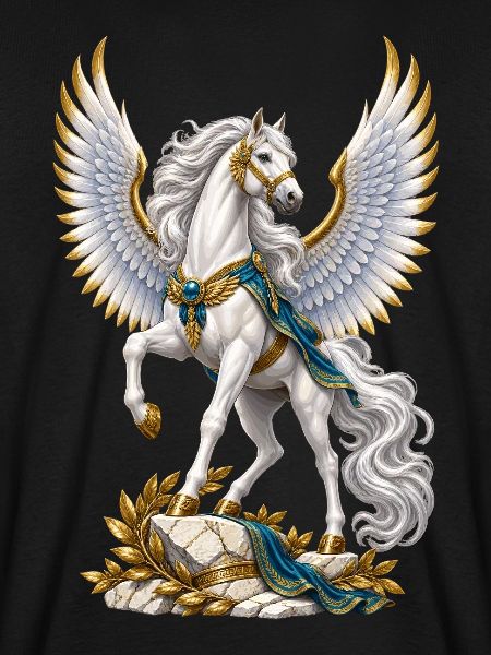 Pegasus mit goldener Szenerie