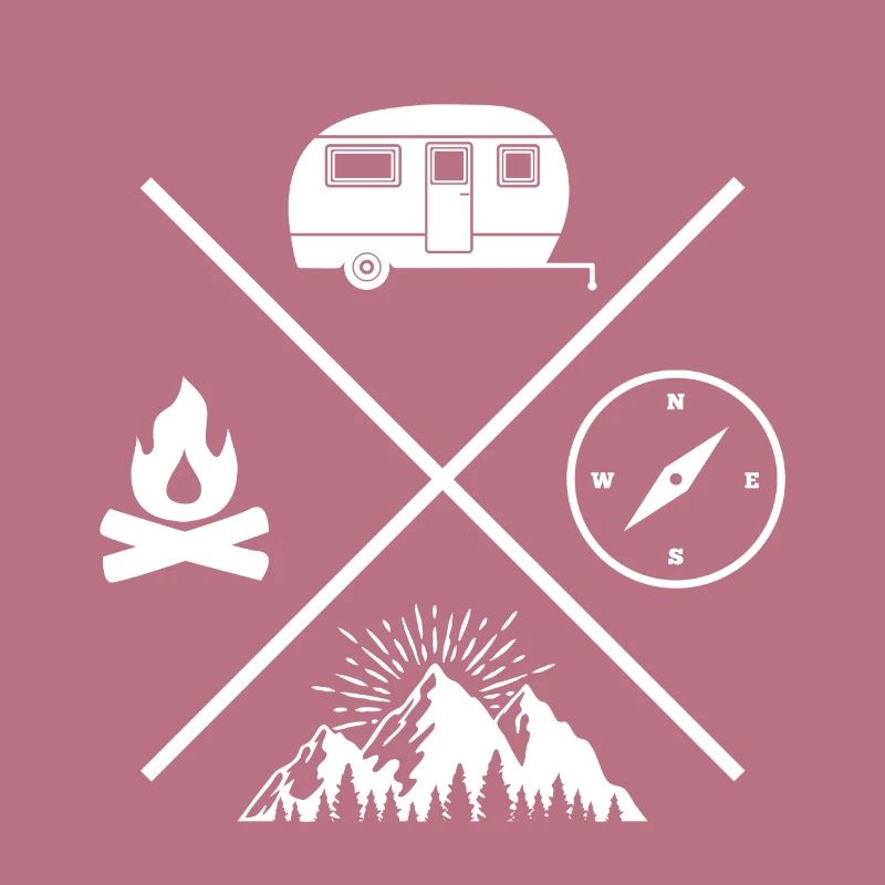 camping caravan campfire compass