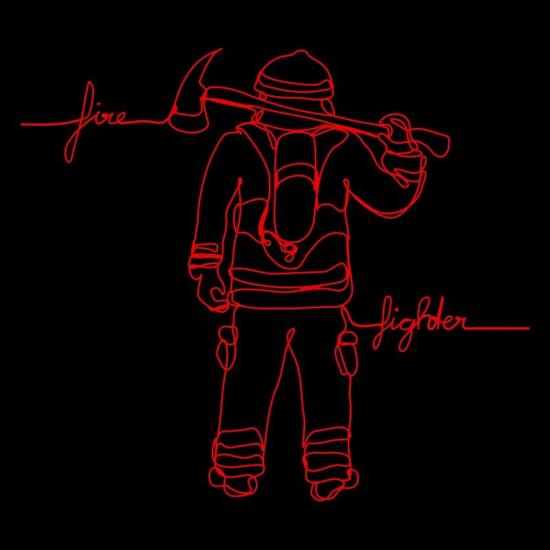 Pompier One Line Art rouge