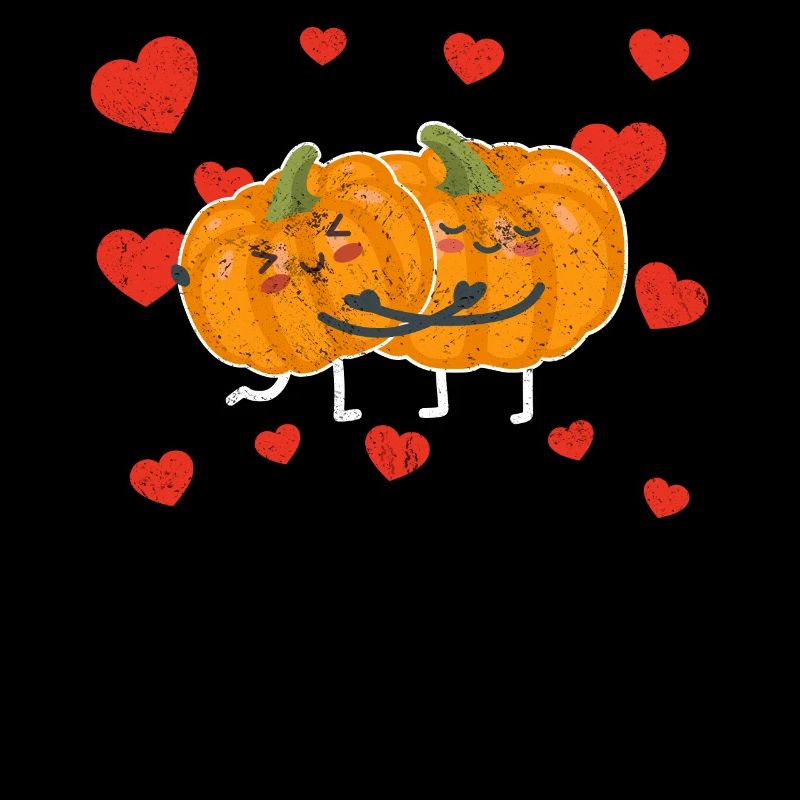 Cute Pumpkin Couple Hugging Pumpkin Fruit Lovers