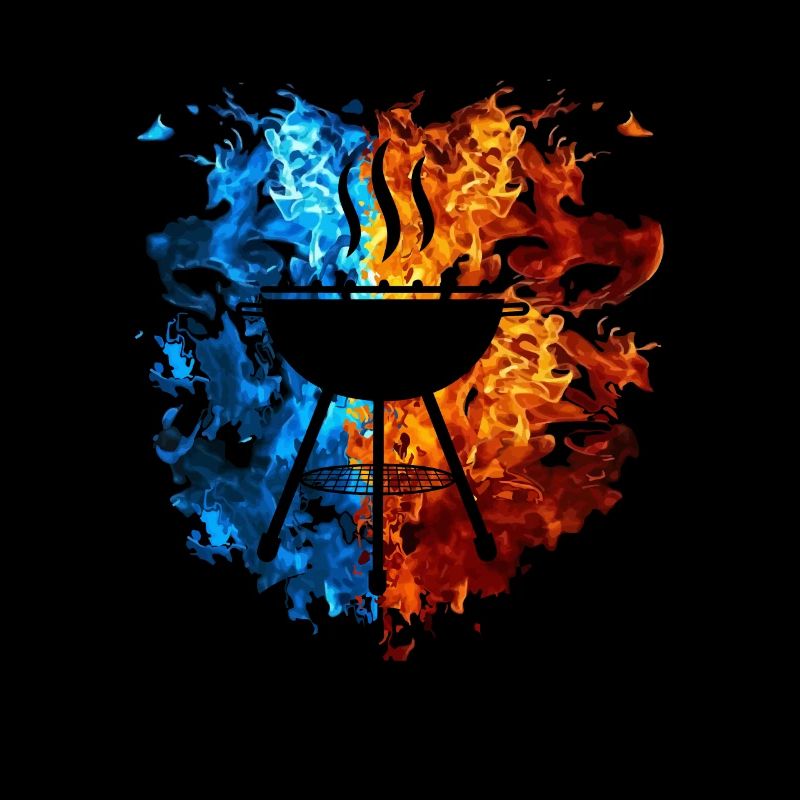 Grill Red Blue Fire Griller Grill Master