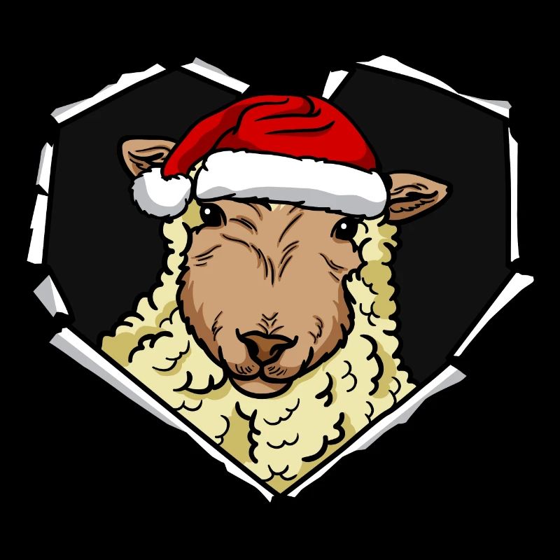 Crack sheep with Christmas cap hole