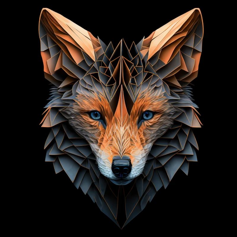 Fox Polygon Animal Face Art Gift Animals