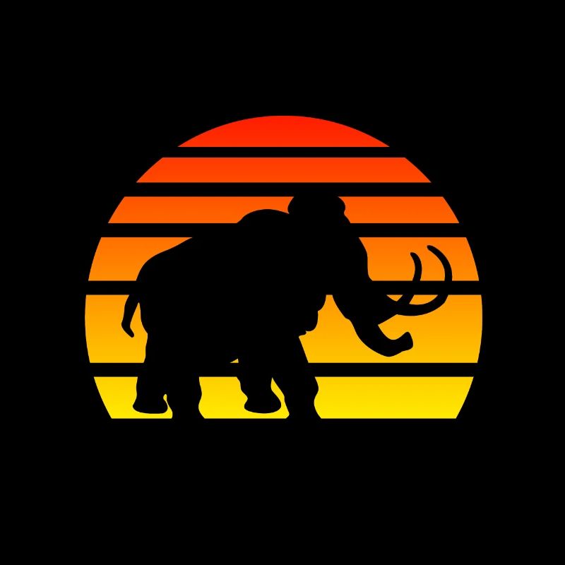 Mammoth Silhouette Sunset Stone Age