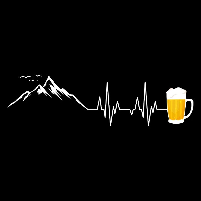 Berge und Bier Herzschlag Bierkrug Berg Vögel