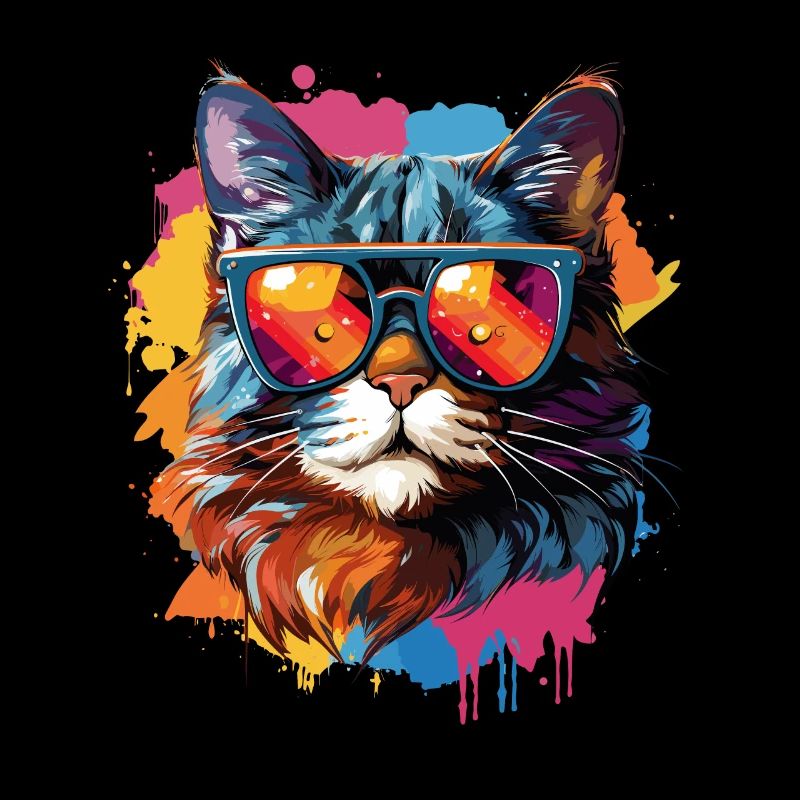Chat Pop Art Chat avec Lunettes de soleil Art