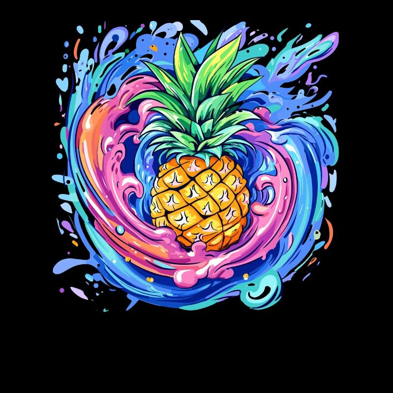 Pineapple with paint splash