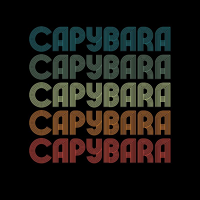 Retro Capybara Text Design - Capybaras