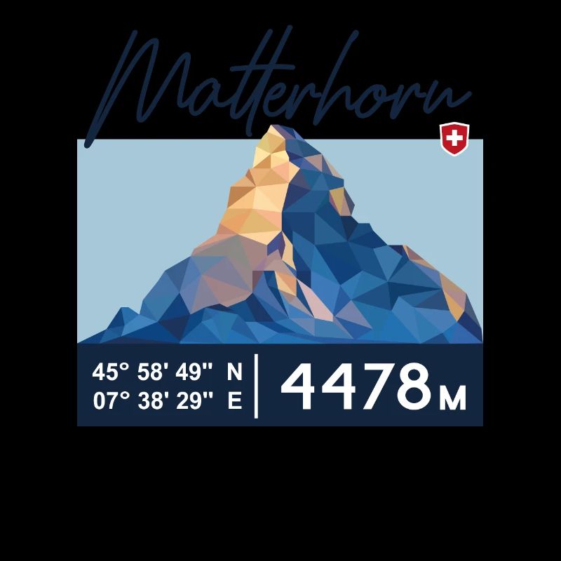 Cervin Zermatt Schweizer Berg Retro Low Poly