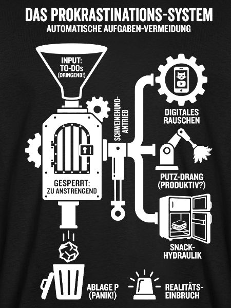 Prokrastinations-System lustige Infografik