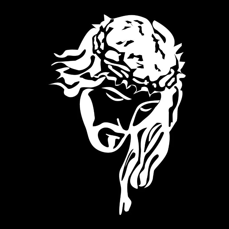 Jésus avec chapelet silhouette blanc