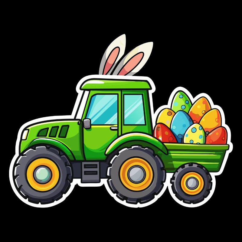 Osterhase Traktor mit Hasenohren