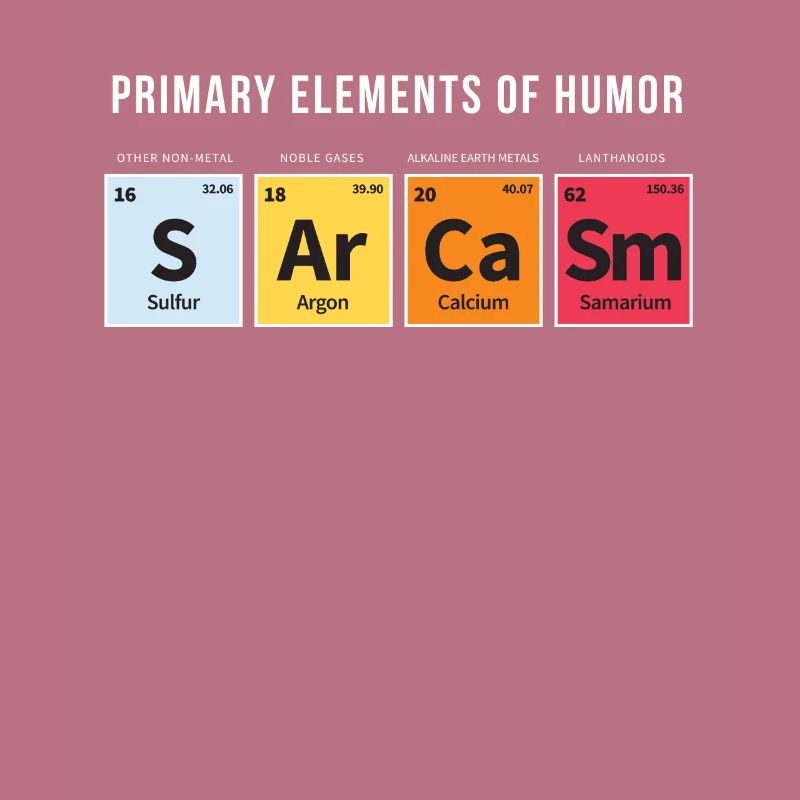 Sarkasmus-Elemente des Humor-Periodensystems sarkastisch