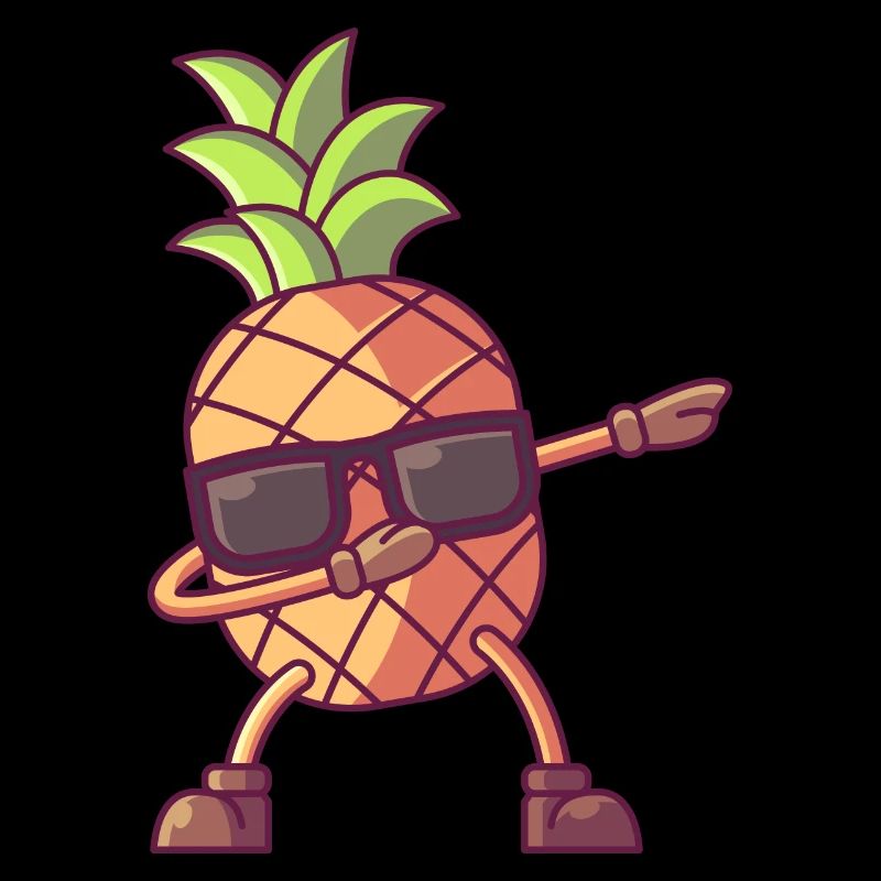 Pineapple with sunglasses, fruit summer dab